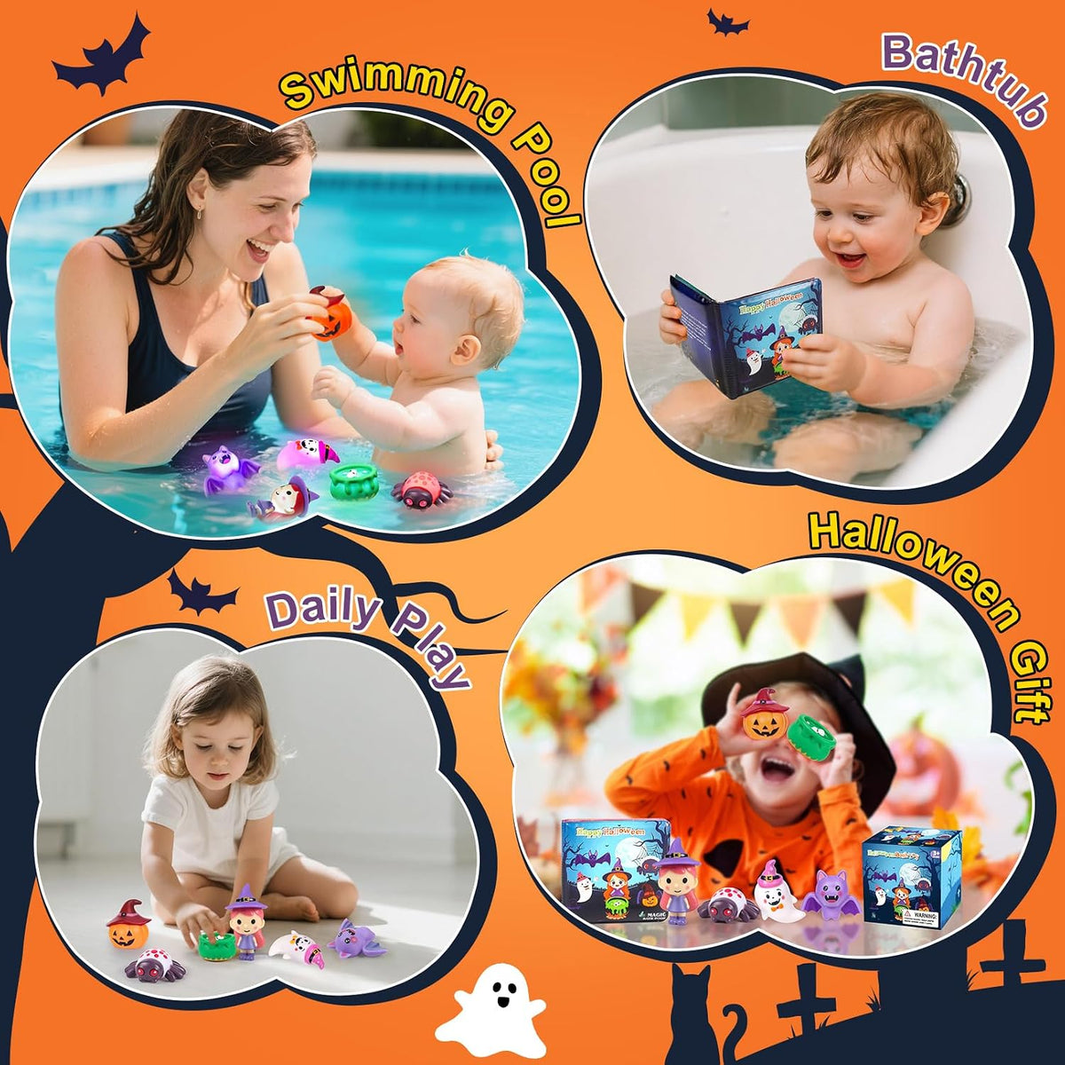 Glowing Floating Bath Toys LED Lights 7-Piece