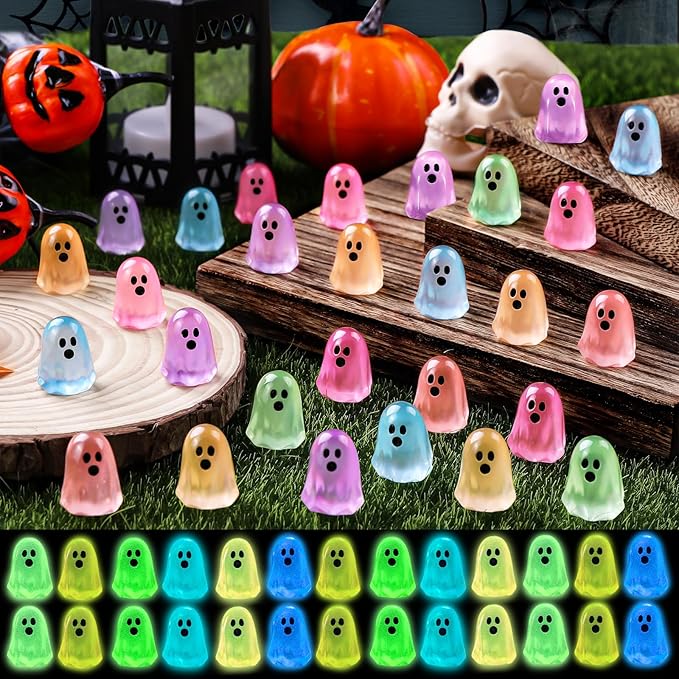 Glowing 100-Piece Halloween Mini Ghost Figurines