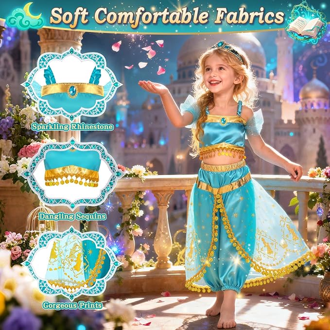 5-Sets Princess Costumes for Girls Dress Up