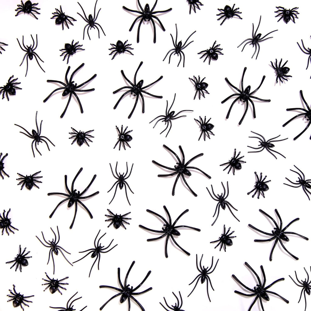 Creepy 120-Piece Halloween Plastic Spiders Bulk