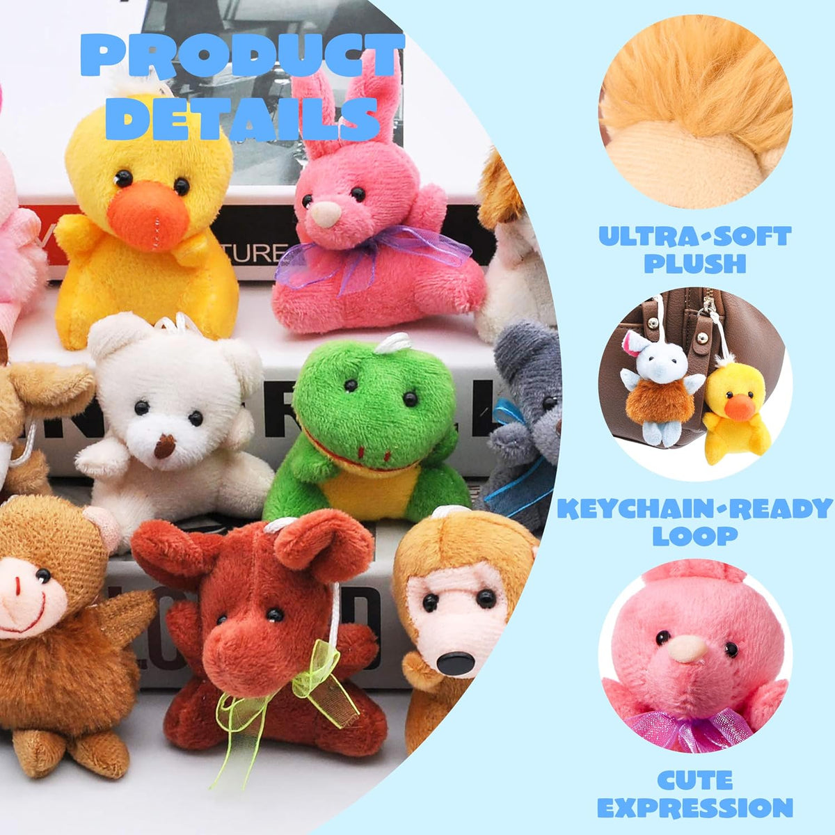 Cuddly 24-Piece Mini Plush Animals Stuffed Toys