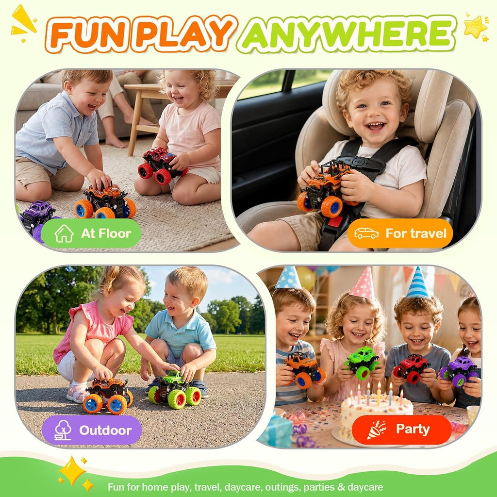 Exciting 4-Pack Monster Truck Toys Toddlers Push