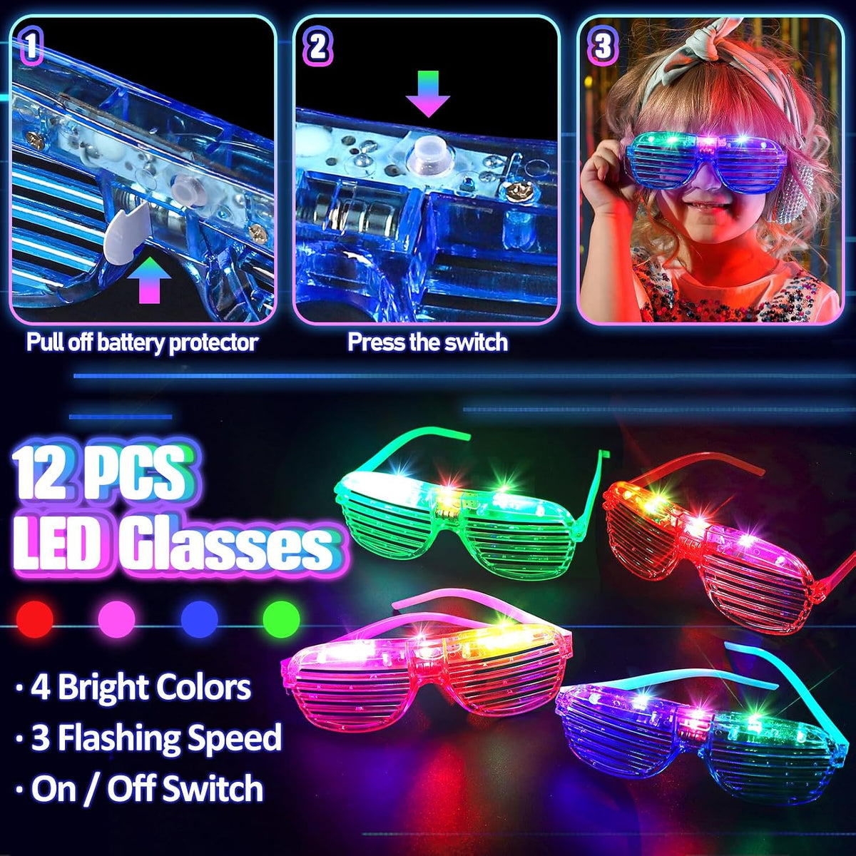 Glowing 150-Piece Glow Party Supplies Bundle