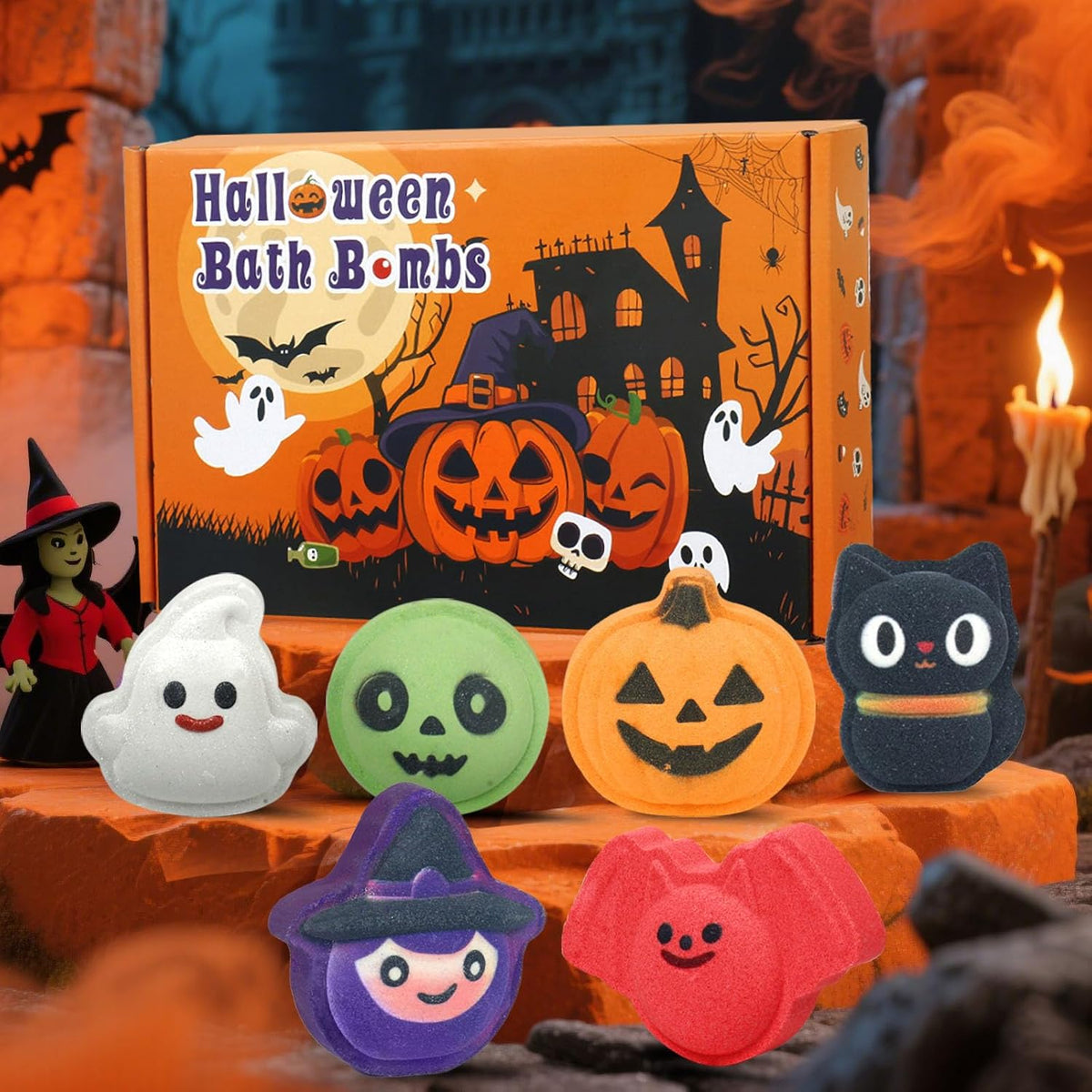 Halloween Bath Bombs for Kids 6-Piece Set