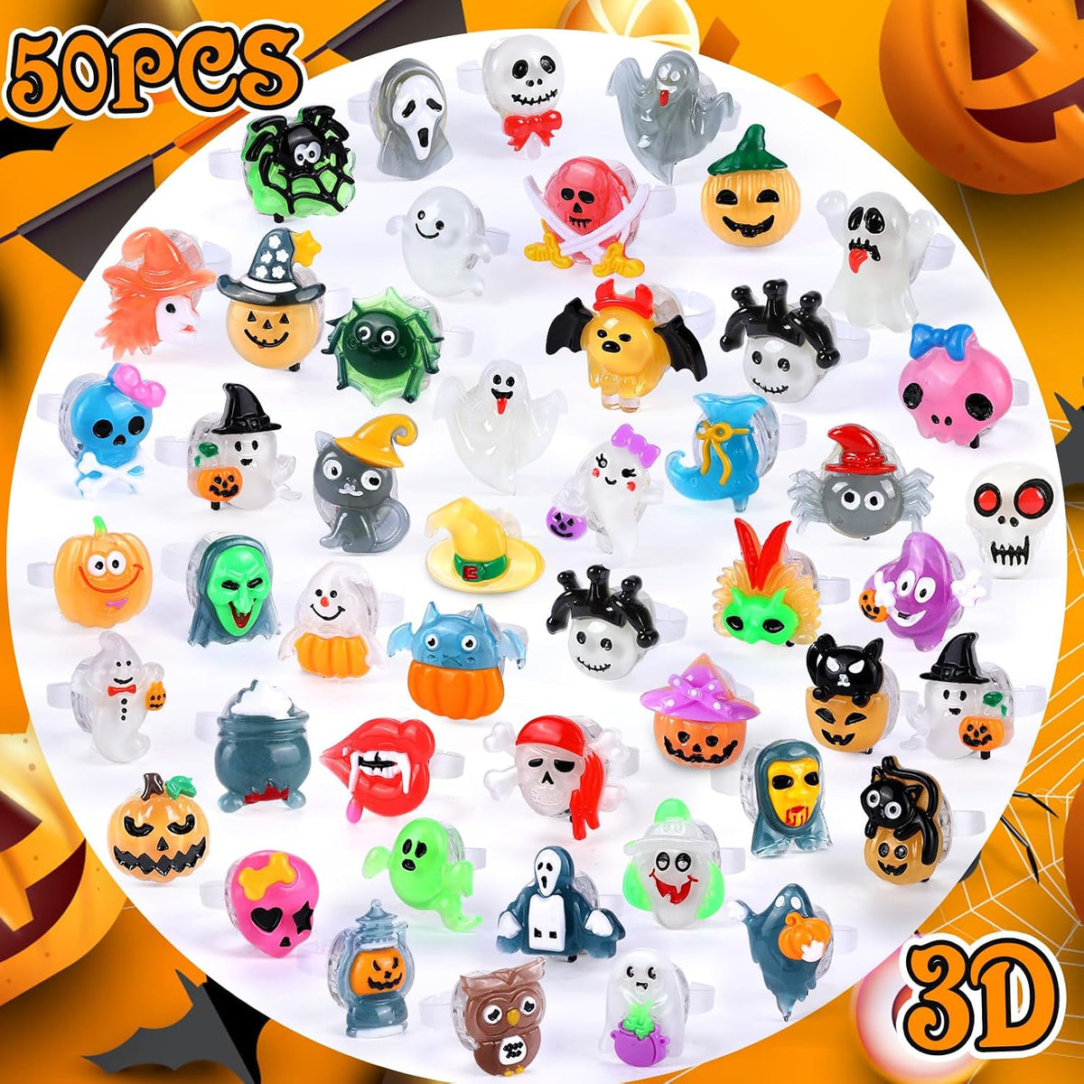 Halloween Light Up Rings 50PCS LED Party