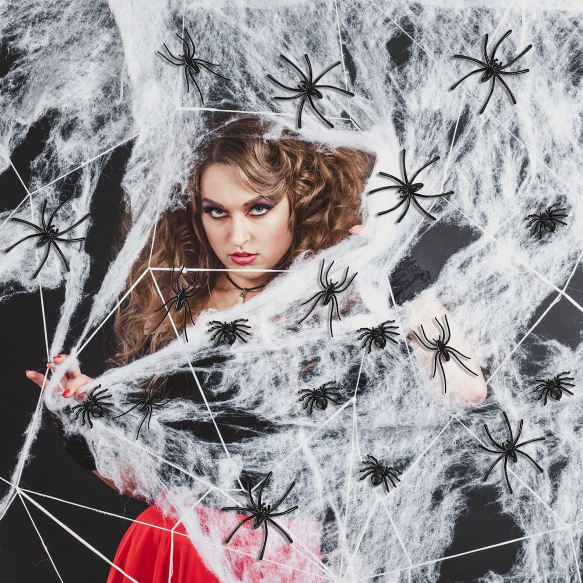 Creepy 120-Piece Halloween Plastic Spiders Bulk