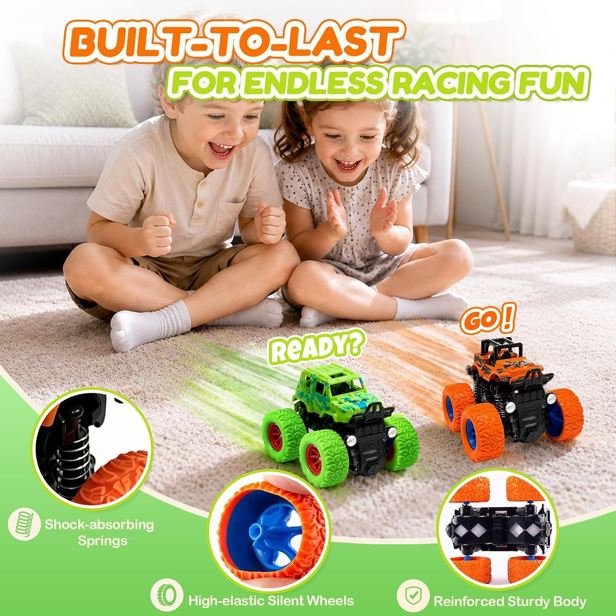 Exciting 4-Pack Monster Truck Toys Toddlers Push