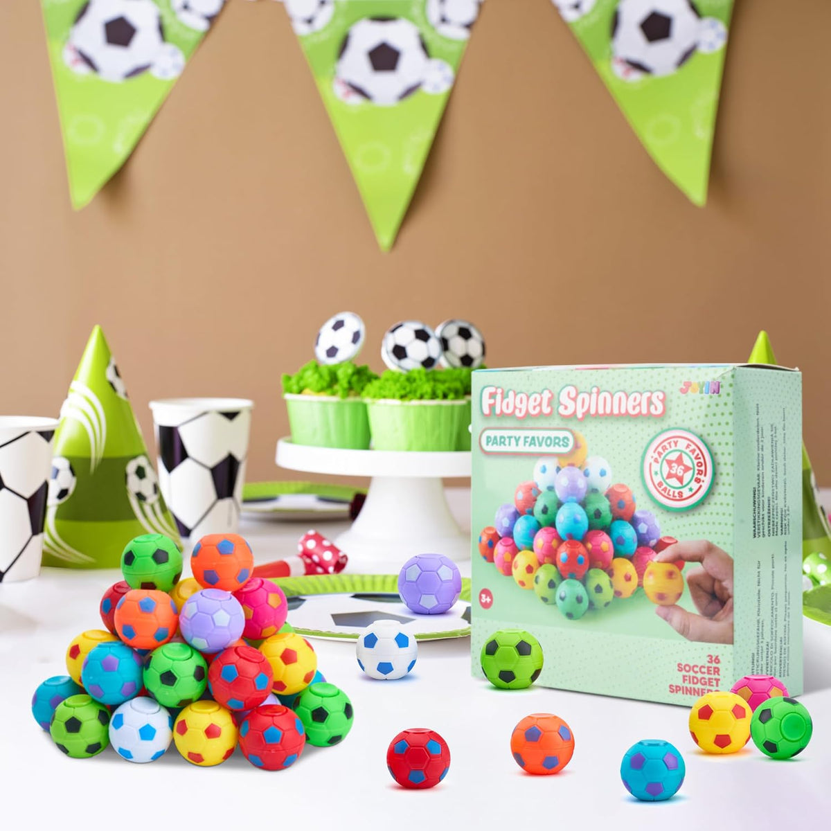 Athletic 36-Pack Soccer Fidget Spinners Party Favors
