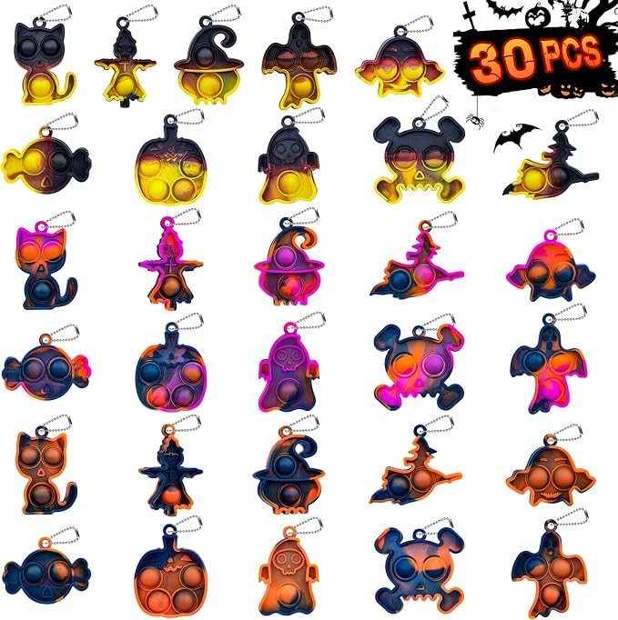 Playful Halloween Pop Fidget Toys 30-Pack Mini