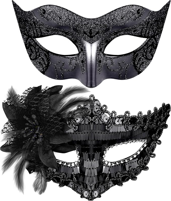 Elegant Masquerade Masks 2-Pack Venetian Party