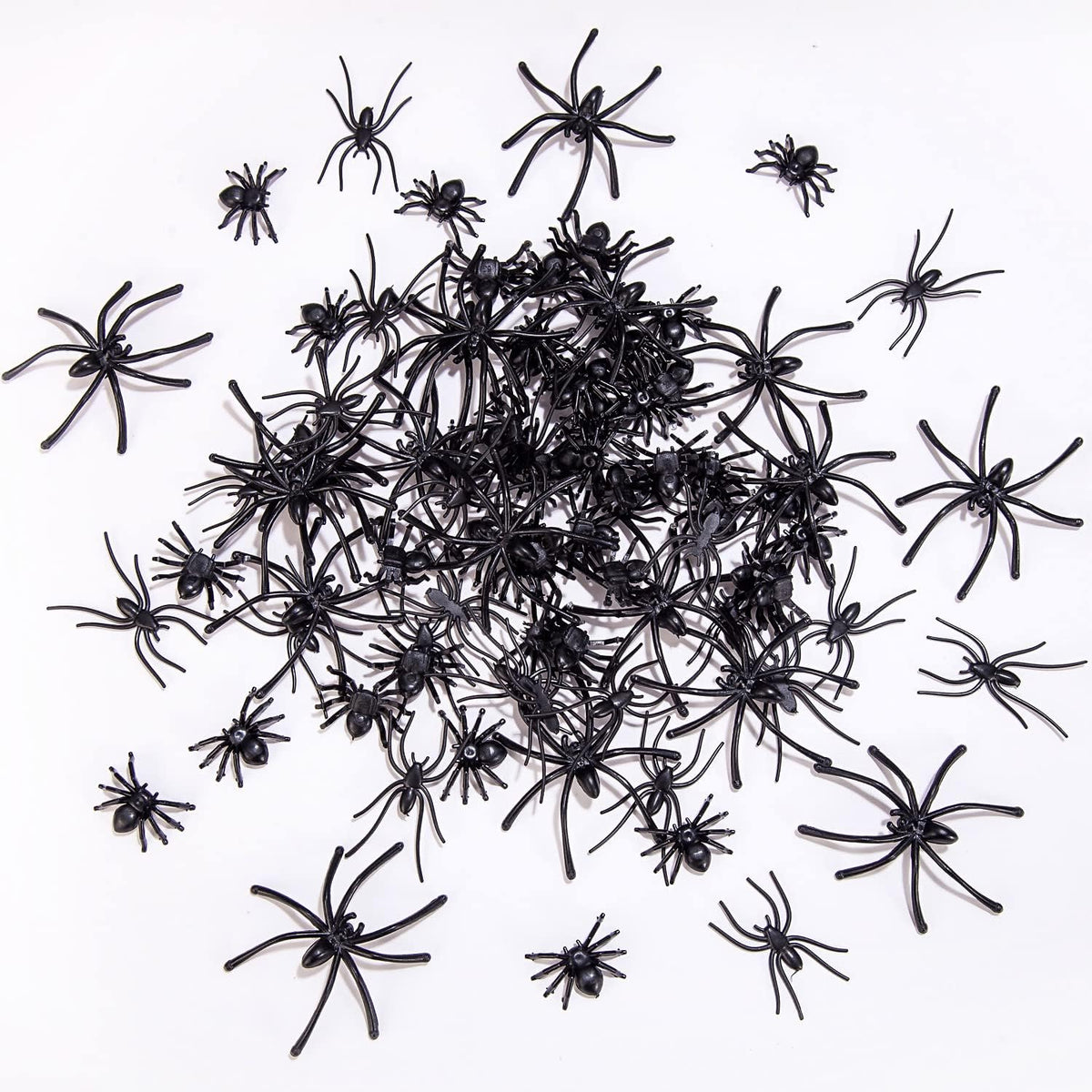 Creepy 120-Piece Halloween Plastic Spiders Bulk