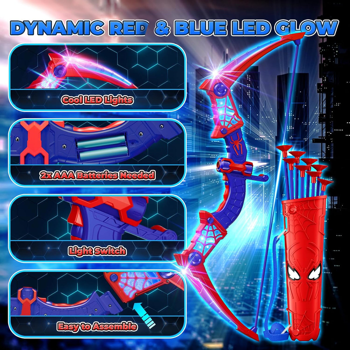Outdoor Kids Bow and Arrow Set LED Lights Game