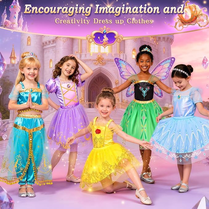 5-Sets Princess Costumes for Girls Dress Up