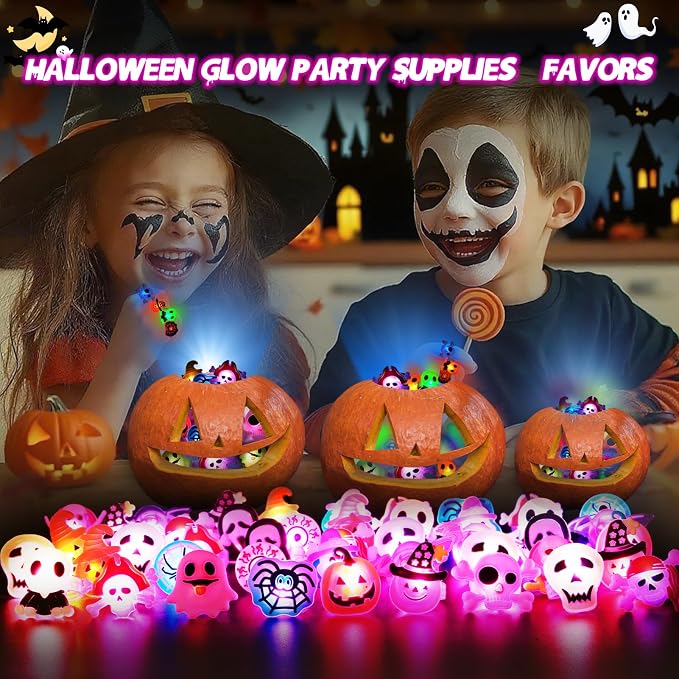 65-Piece LED Halloween Rings Glow Party