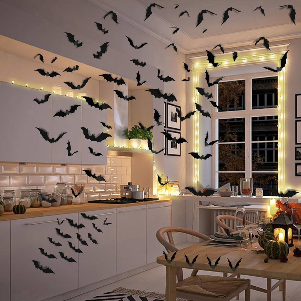 Massive 140-Piece 3D Halloween Bat Decorations