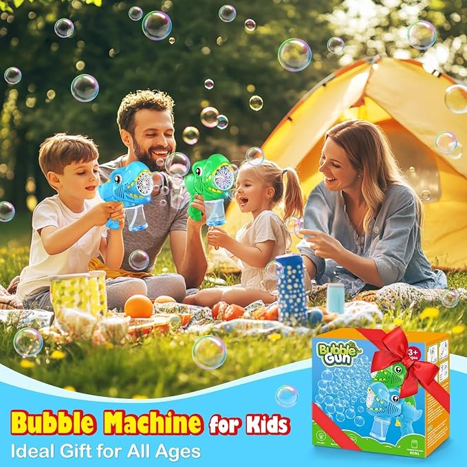 Kids Bubble Gun 2 Pack Dinosaur LED