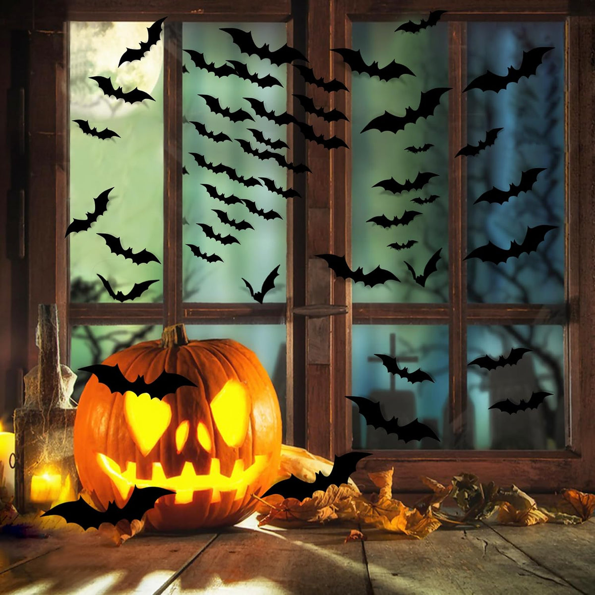 Massive 140-Piece 3D Halloween Bat Decorations