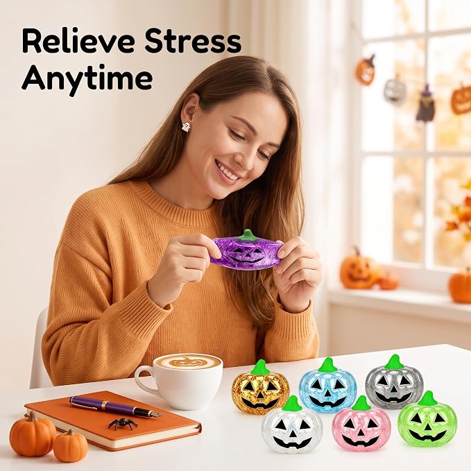Halloween Squishy Toys 8 Pack Glitter