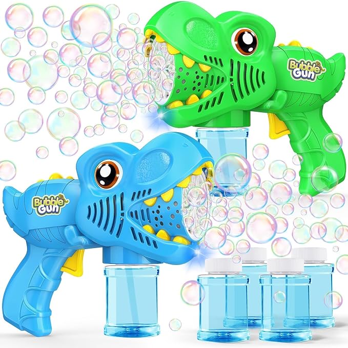 Kids Bubble Gun 2 Pack Dinosaur LED