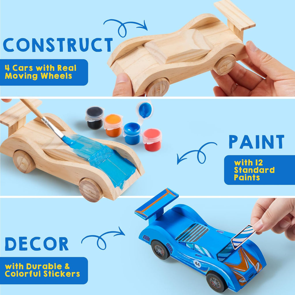 Creative DIY Wooden Monster Truck Toys Build Paint