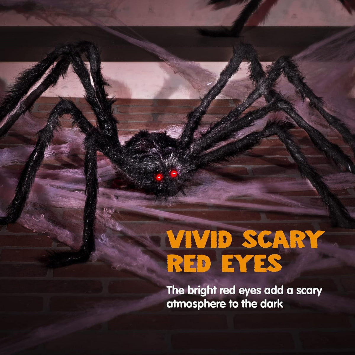 2-Pack Giant Halloween Spider Decorations Setup