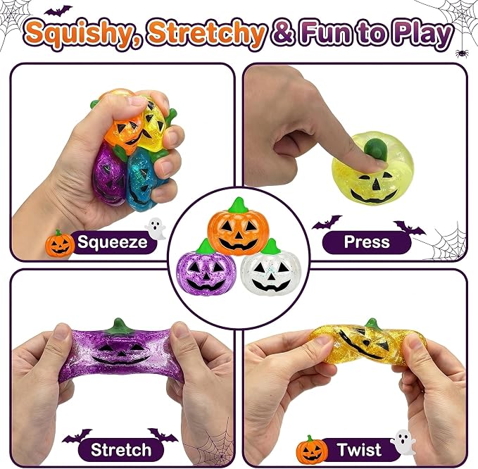 Halloween Squishy Toys 8 Pack Glitter