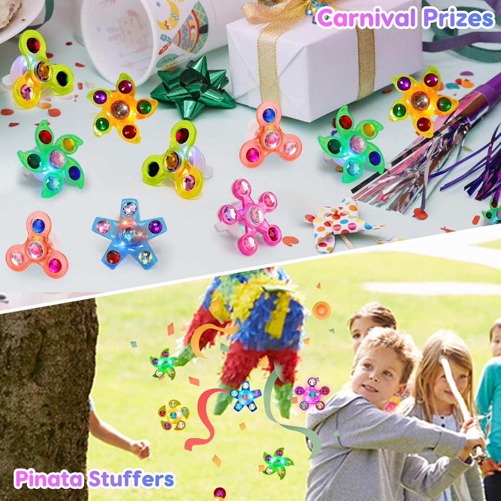 Glowing LED Fidget Spinner Rings 48-Pack Light