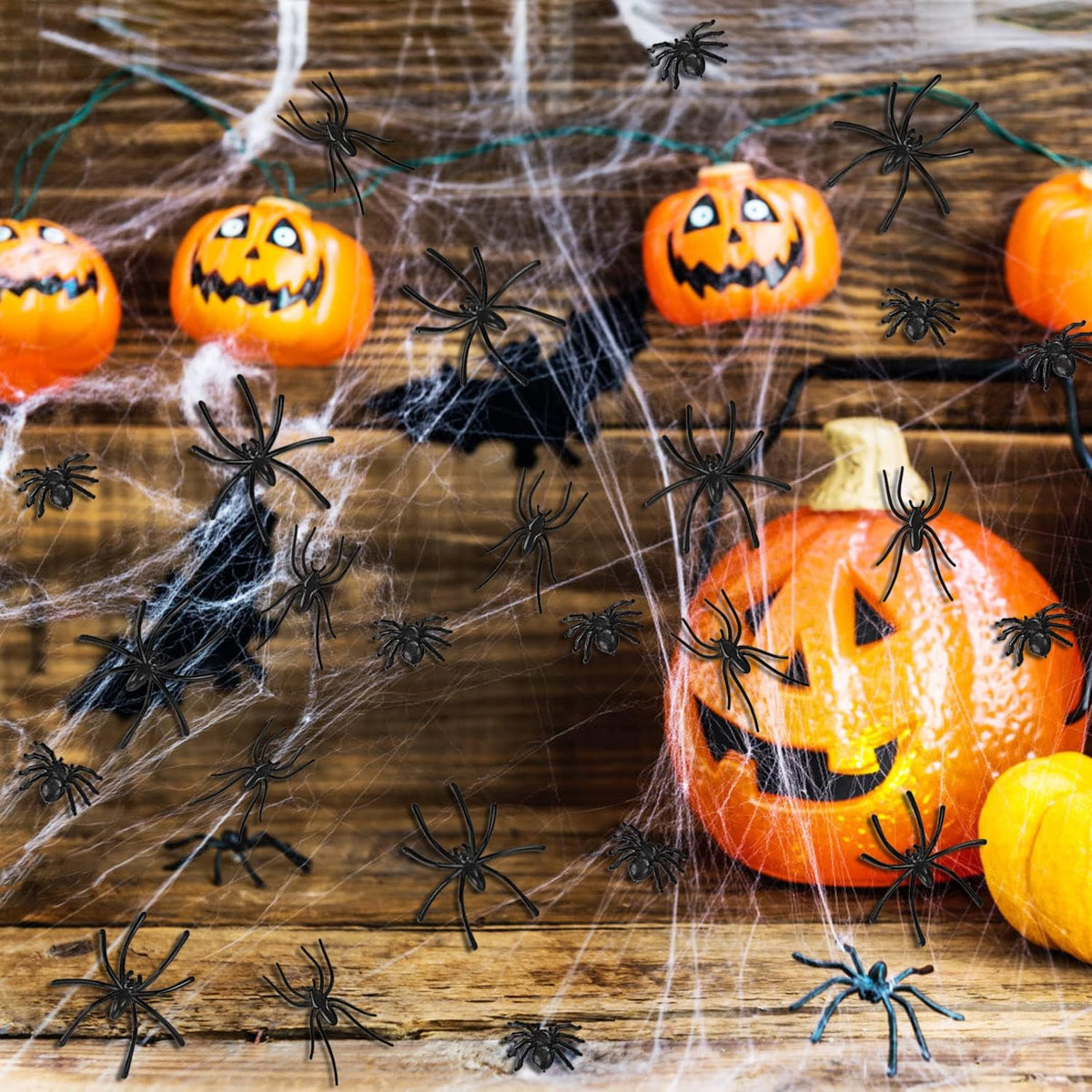 Creepy 120-Piece Halloween Plastic Spiders Bulk