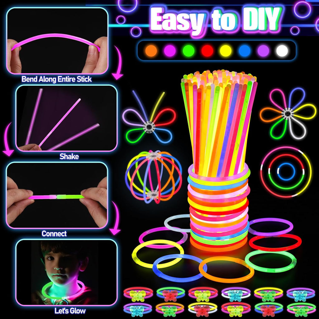 Glowing 150-Piece Glow Party Supplies Bundle