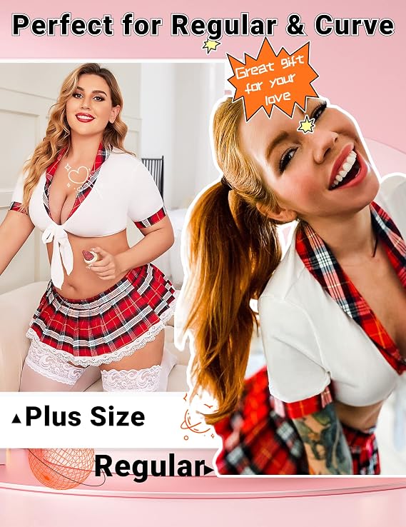 Women's Two Piece Outfit Plaid Skirt Set