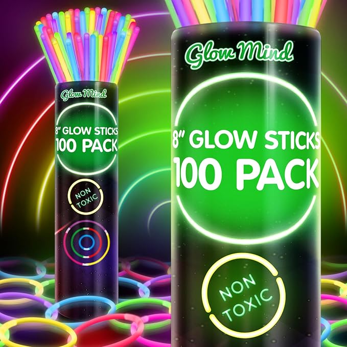 Glowing Glow Sticks Bulk 100-Pack Party LED