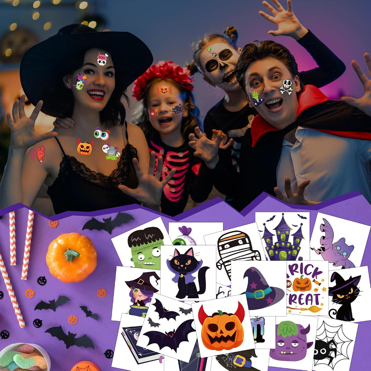 Spooky 150-Piece Halloween Temporary Tattoos Kids