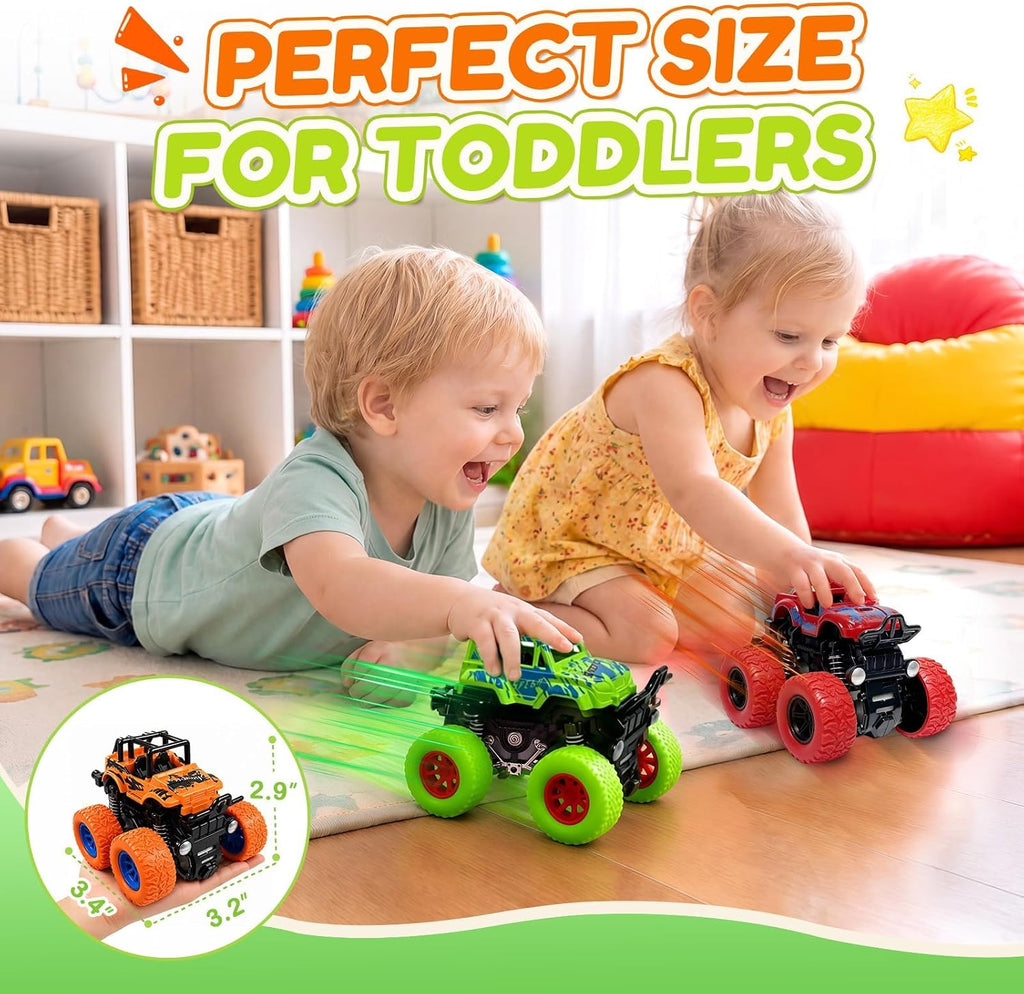 Exciting 4-Pack Monster Truck Toys Toddlers Push