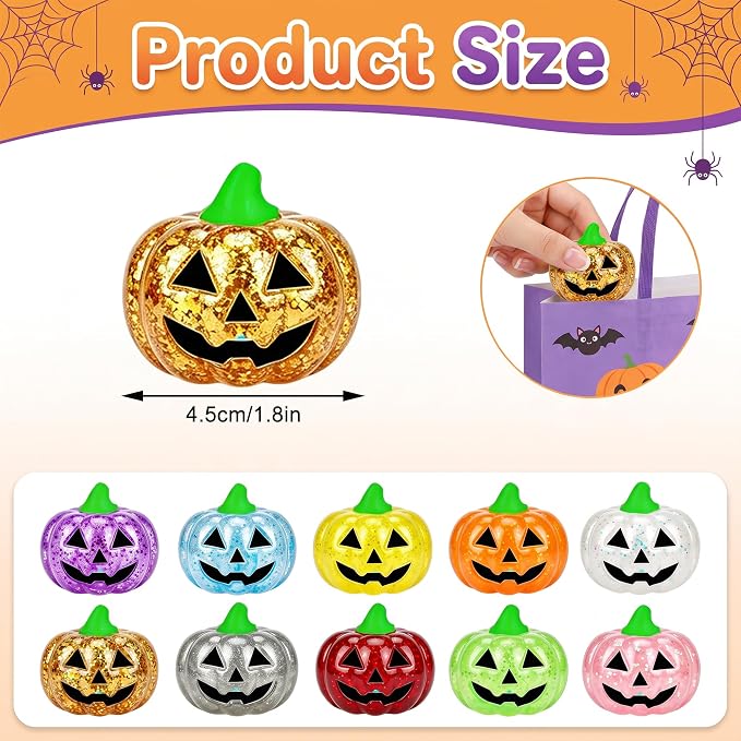 Halloween Squishy Toys 8 Pack Glitter