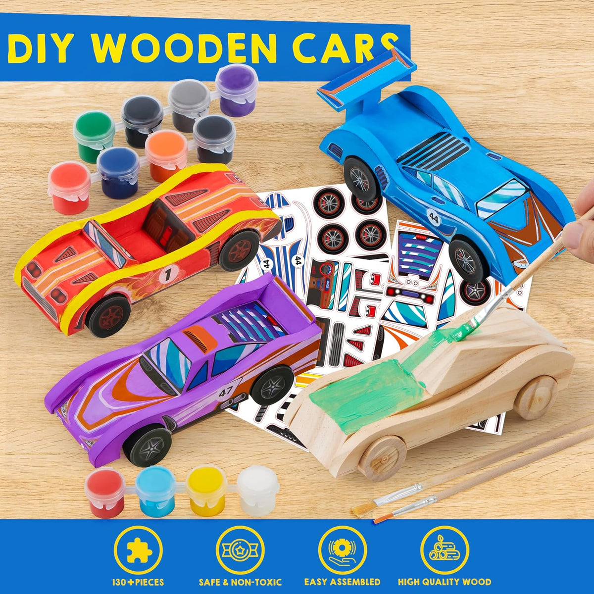 Creative DIY Wooden Monster Truck Toys Build Paint