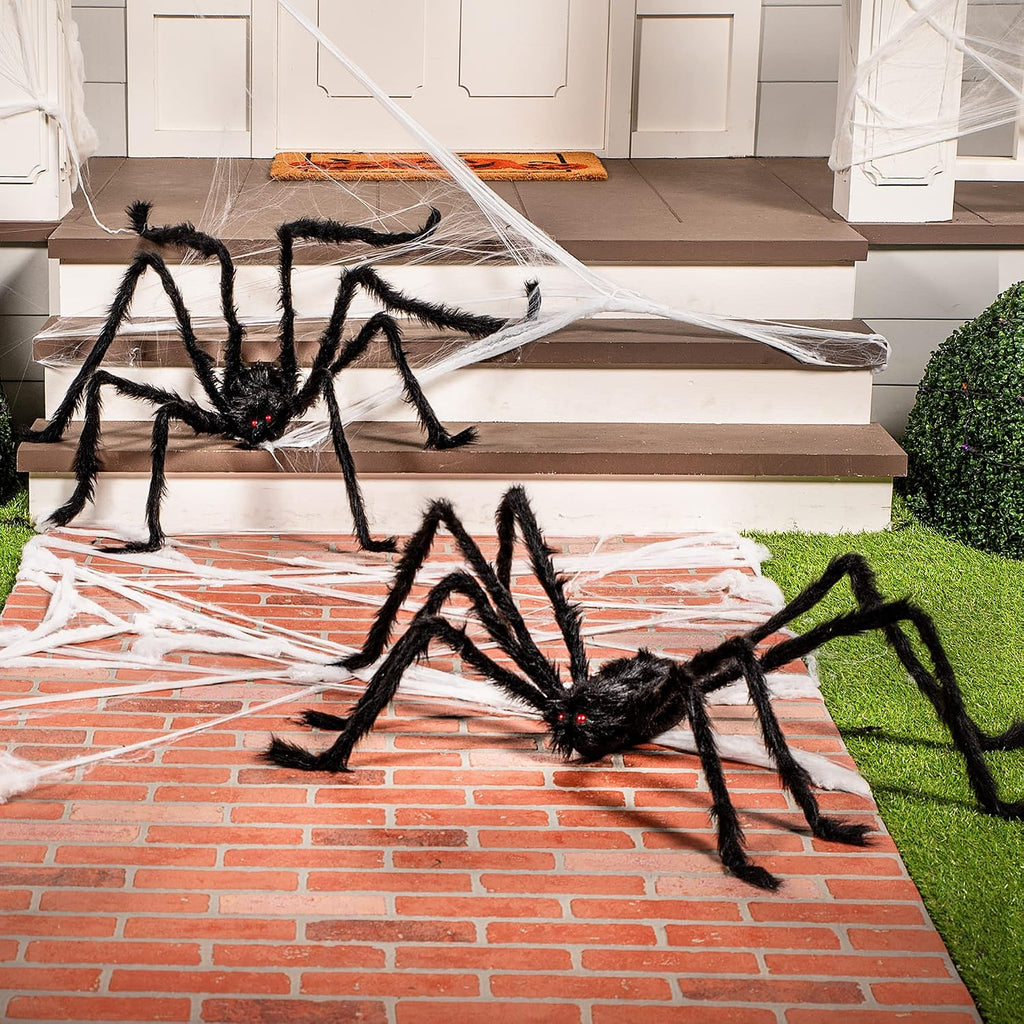 2-Pack Giant Halloween Spider Decorations Setup