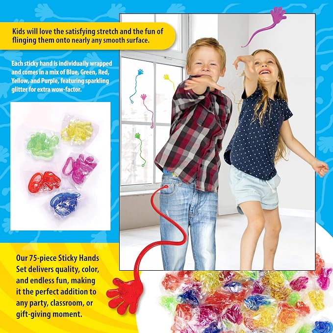 Sticky 75-Piece Sticky Hands Toys Kids Party Favors