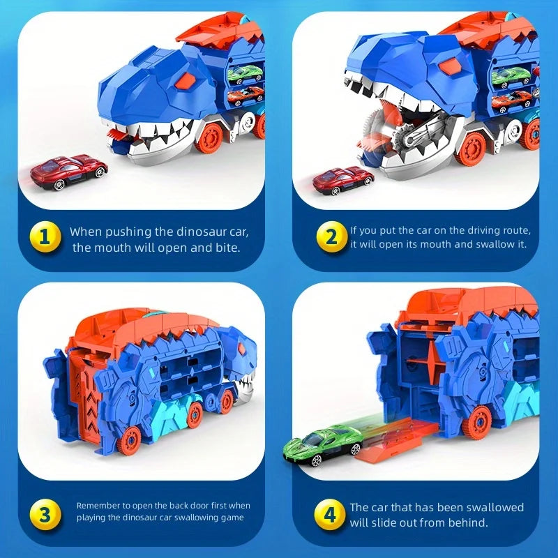 The transport dinosaur truck folds slides 25 inches track turning alloy buggies