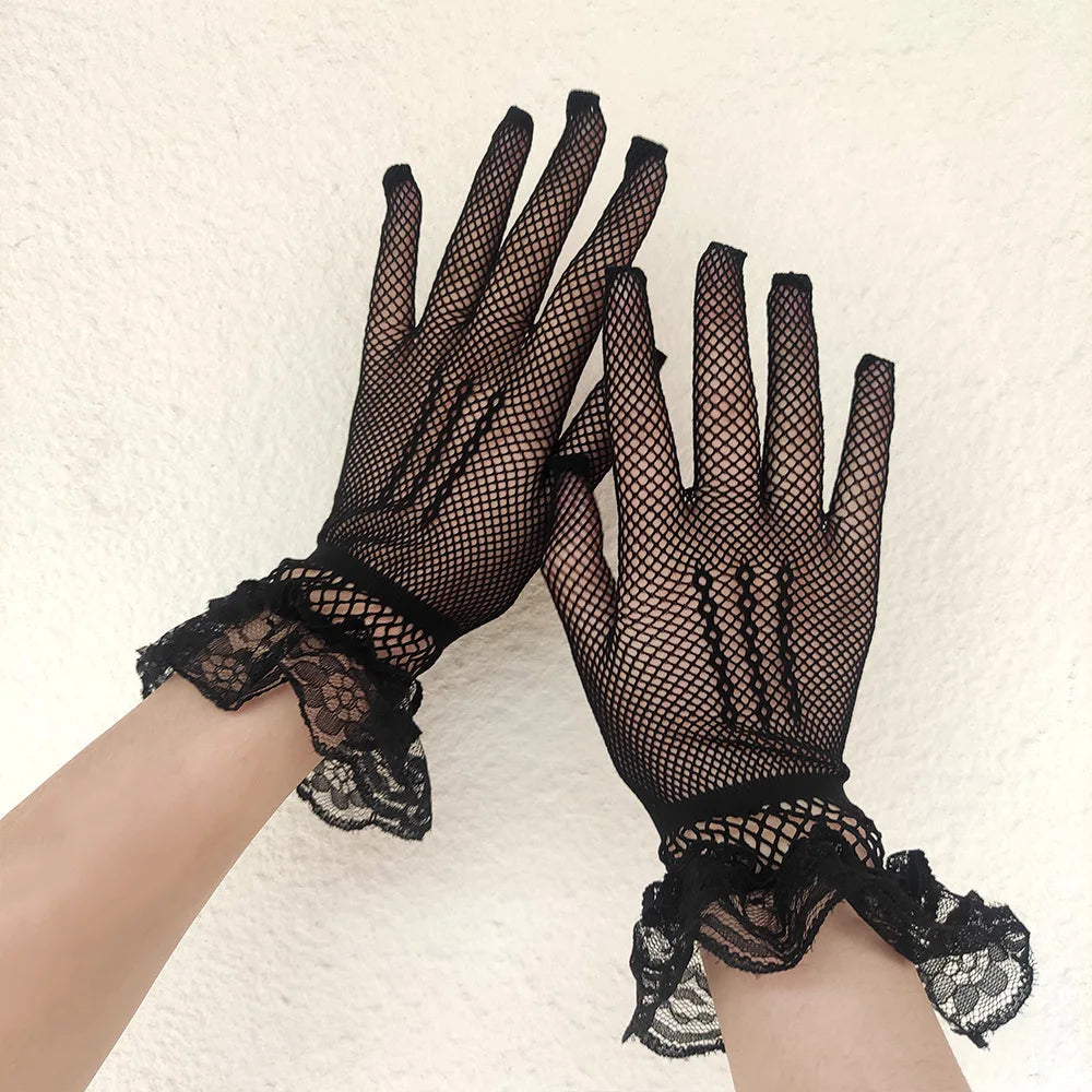 Women Black White Summer Uv-proof Driving Gloves