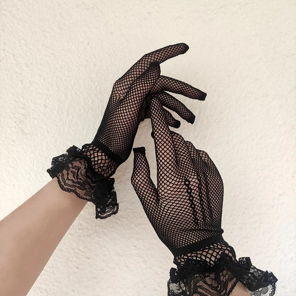 Women Black White Summer Uv-proof Driving Gloves