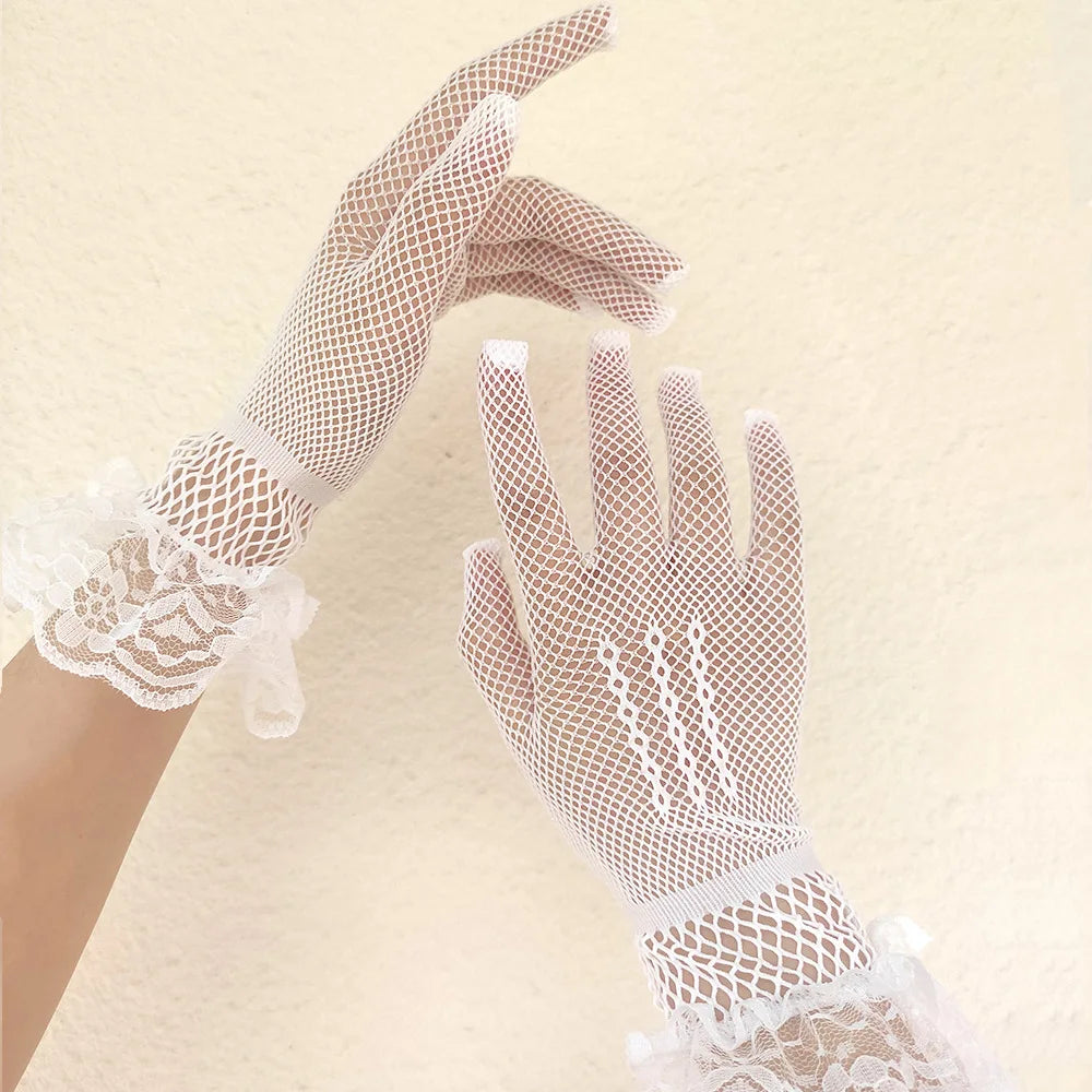 Women Black White Summer Uv-proof Driving Gloves