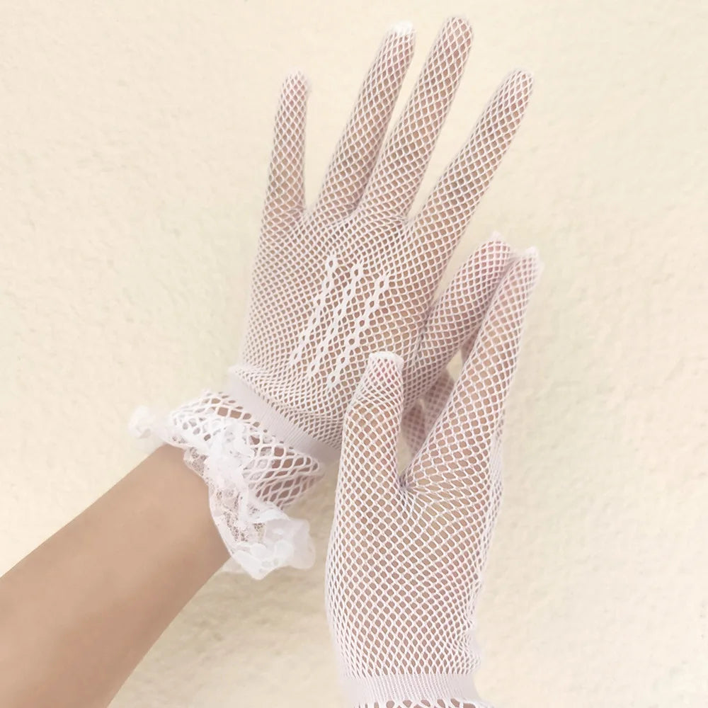 Women Black White Summer Uv-proof Driving Gloves