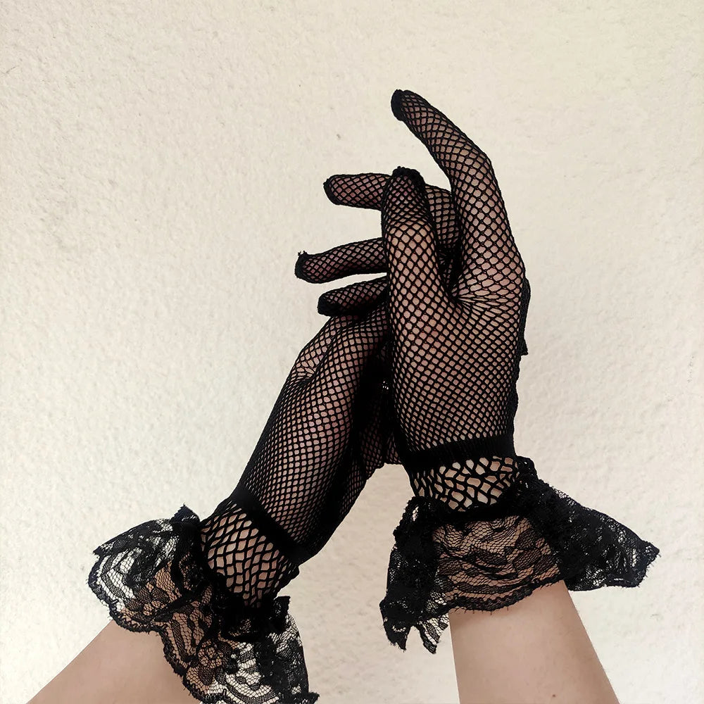Women Black White Summer Uv-proof Driving Gloves
