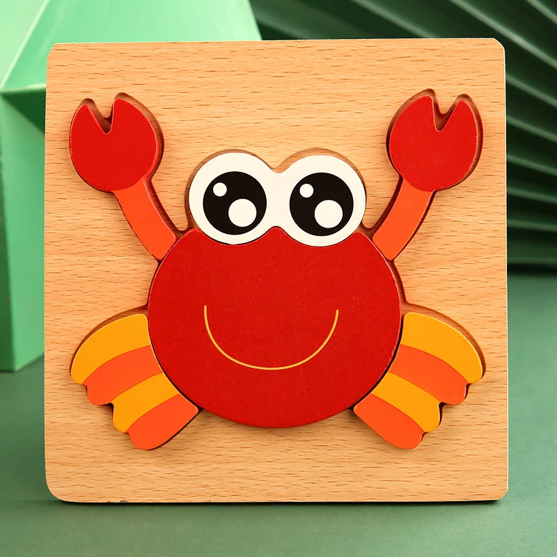 High Quality 3D Wooden Puzzle Baby Cartoon Animal Traffic Jigsaw Early
