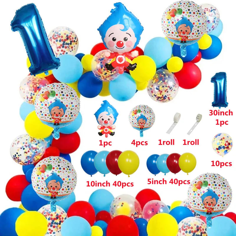 98pcs Set Cartoon Clown Arch Garland Kit Foil Number Balloons Latex Air Globos
