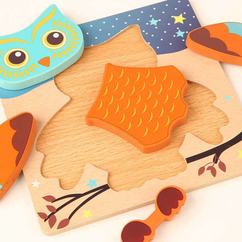 High Quality 3D Wooden Puzzle Baby Cartoon Animal Traffic Jigsaw Early