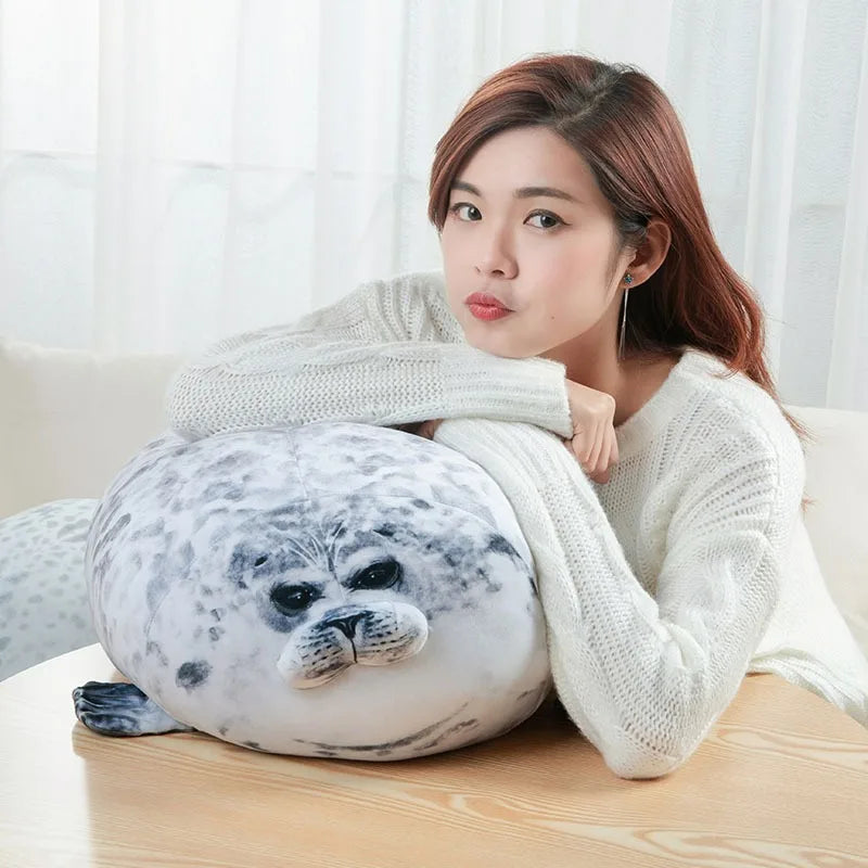 Angry Blob Seal Pillow Chubby Plush Doll Toy