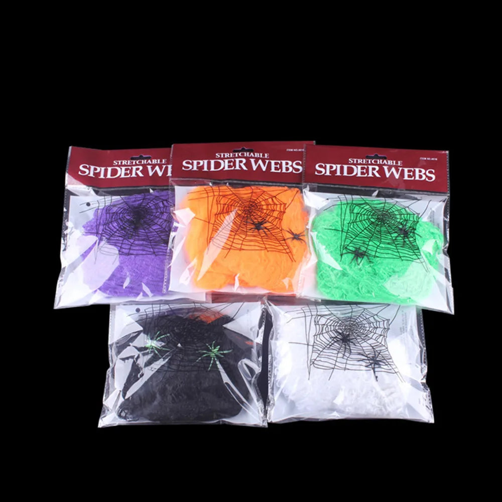 Halloween Scary Party Scene Props White Stretchy Cobweb