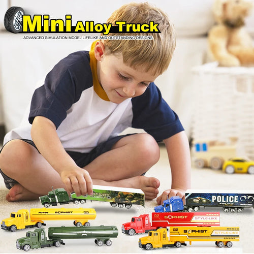 1 Pcs Sliding Alloy Truck Model Diecast Car Toy Container Oil Truck Tank