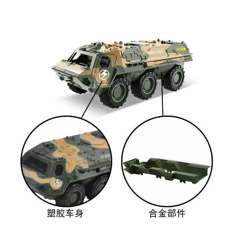 Alloy Metal Car Clockwork Simulation Military Armed Tank Armored Vehicle